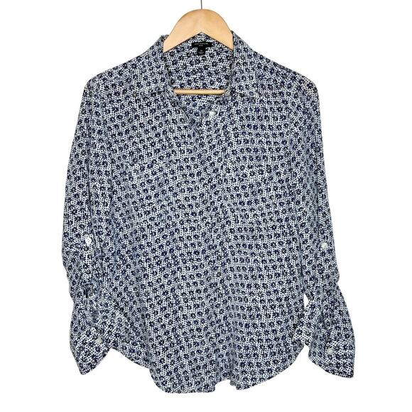Ann Taylor Silk Daisy Floral Print Shirt Womens M Cottagecore Preppy Twee Work - Picture 1 of 8